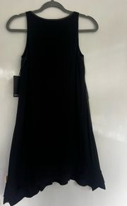 DKNY Leather Front Dress Asymmetric Design