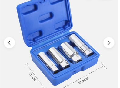 Goodyear 4pc Spark Plug Socket Set With Rubber Plug Retention External Hex