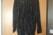 Backless sequin black dress