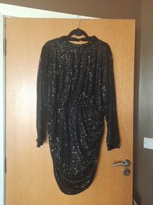 Backless sequin black dress