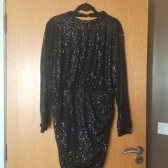 Backless sequin black dress