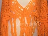 Orange handmade crocheted shawl