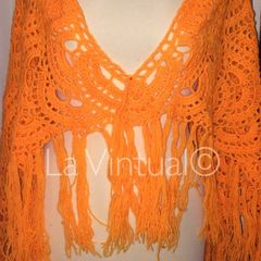 Orange handmade crocheted shawl