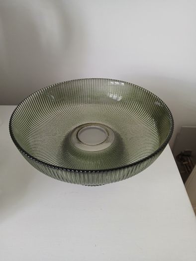 Raised glass dish - suitable for serving food or for flower arrangements