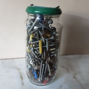 Handy man Jar of screws nails etc.