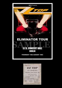 ZZ TOP concert poster+ticket S.F.X Hall Dublin 1983 A3 size replica