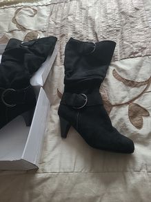 Ladies black faux suede boots