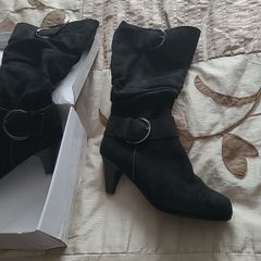 Ladies black faux suede boots