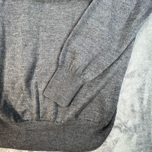 Peter Millar Sweater Mens L Grey V Neck Merino Wool Silk Blend Pullover - Golf