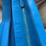 Large Blue Leather Tote Bag Spacious Shopper Image 8