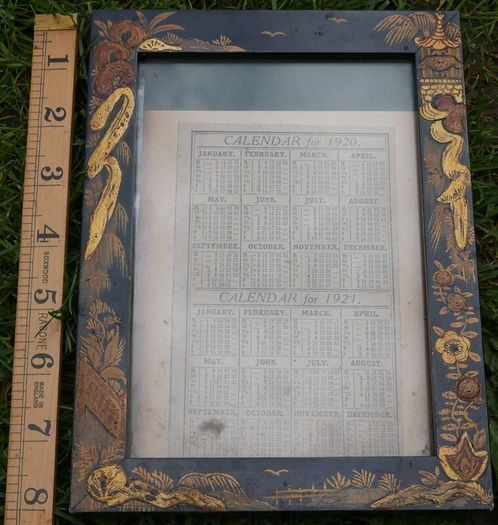 Vintage Calendar 1920-21 in Vintage Hand Painted Frame