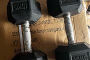 2x15kg hex rubber dumbbells