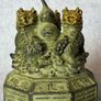 Vintage Feng Shui Triple Qilin Sculpture - Patinated Bronze, Signed Image 4