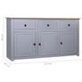 Sideboard Grey 135x40x80 cm Solid Pinewood Panama Range Image 4