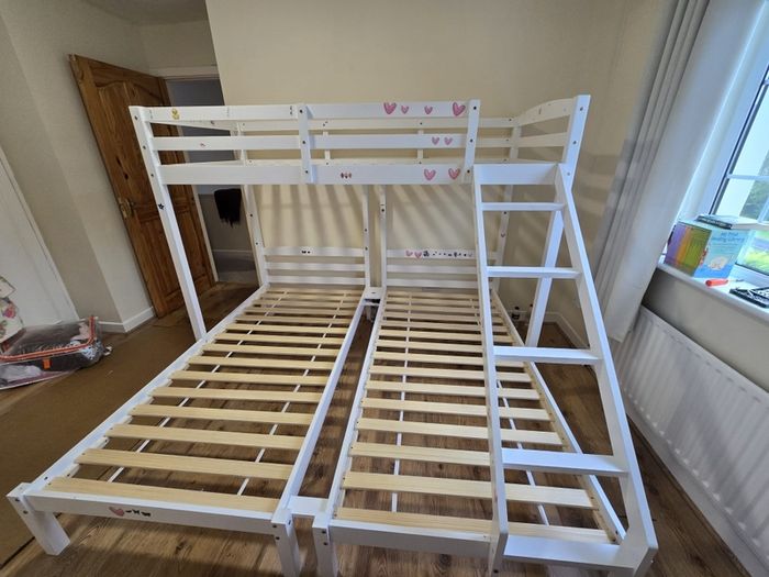triple bunk bed with mattress