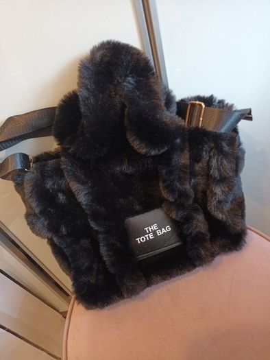 Black fur handbag