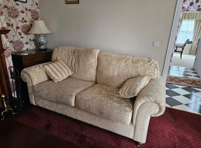 3 and 2 seater sofa and queen Ann armchair