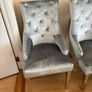 x6 Luxury Plush Silvery Grey Crushed Velvet Dining Chairs with Knocker and Chrome Legs Image 6