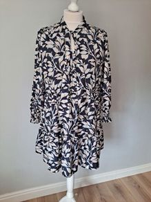 Gallery navy/gold print dress size UK 20