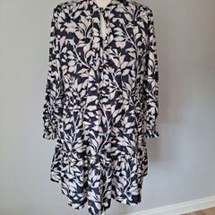 Gallery navy/gold print dress size UK 20