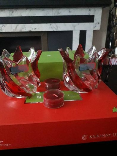 Kilkenny Glass Tealight Holders with 2 Tealights Boxed by Kilkenny Living/Final Price Drop