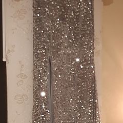 Silver Sequin Off shoulder Maxi Dress