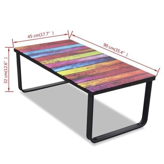 Coffee Table Rainbow print on top with black frame
