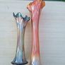 Antique Carnival Glass iridescent glass vases by Fenton. Image 3