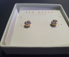 NEW Ted Baker gold color earrings with large sparkling stones RRP 39 euro NEW & BOXED