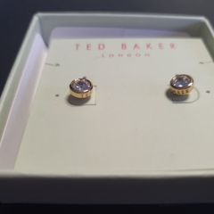 NEW Ted Baker gold color earrings with large sparkling stones RRP 39 euro NEW & BOXED