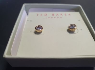 NEW Ted Baker gold color earrings with large sparkling stones RRP 39 euro NEW & BOXED