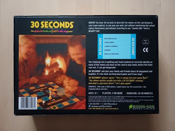 30 Seconds Quiz Family Party Board Game Irish Edition