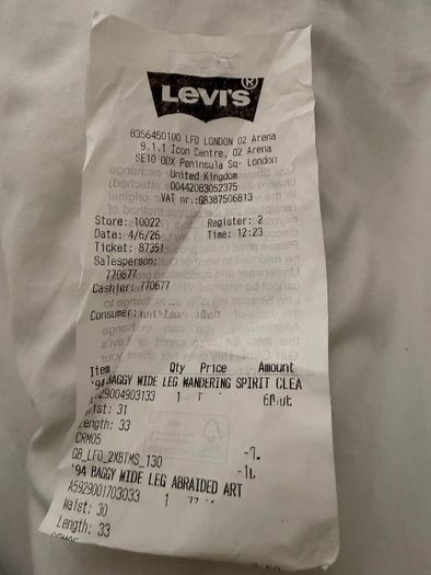 levis Jeans BNWT Levi's 94 Baggy Wide Leg Jeans  W30 L33