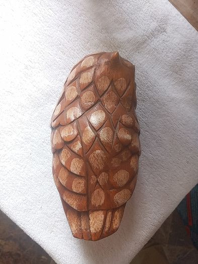 Hardwood carved Tawny owls