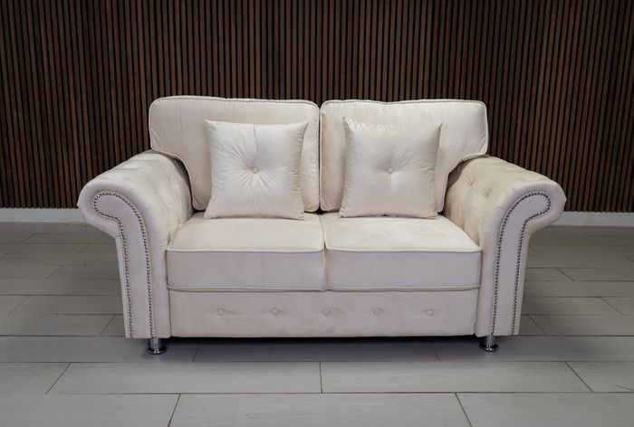 Olympia Cream Fullback Plush Velvet Fabric Sofa Set
