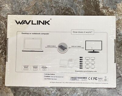 Wavlink Usb 2.0 To Dvi/hdmi Display Adapter Multiple Monitors Model Wl-ug17d1