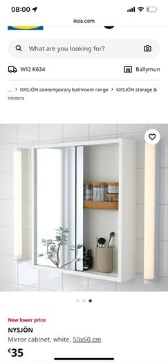 NYSJon Mirror cabinet, white, 50x60 cm