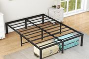 4ft6 Double Bed Frames, 36cm High Metal Platform Bed Frames Double with Storage Under Bed/Steel Slats Mattress Base, No Box Spring Needed, Enhanced Support Noise Free, Black