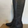RRP 160 Eur French Design Real Leather Ladies Tall boots noir black perforated Fugitive new boxed size 5 LAST PAIR LEFT Image 2