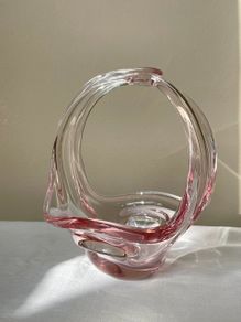 Vintage Hand-Blown Glass Basket