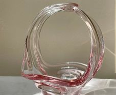 Vintage Hand-Blown Glass Basket