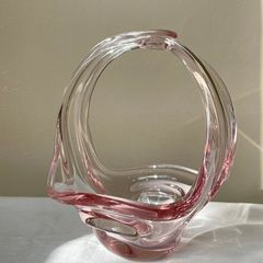 Vintage Hand-Blown Glass Basket