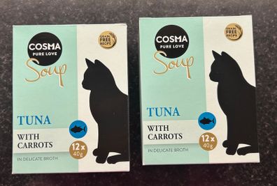 Cosma Soup Tuna with Carrots Box 24 x 40g  - cat wet food