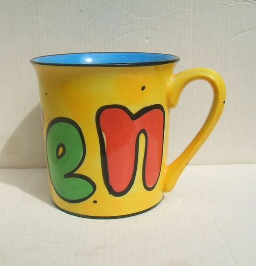 KAREN - a brightly coloured hand-painted & named mug