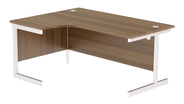 New Radial Desk with Cantilever Legs 1600 x 1200mm - Dark Walnut