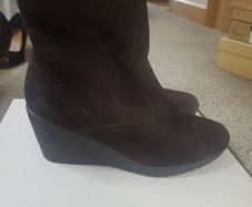 Brown wedge boots