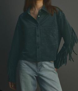 next suedette fringe jacket size 8 navy