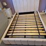 Cream Upholstered Double Bed Frame Image 3