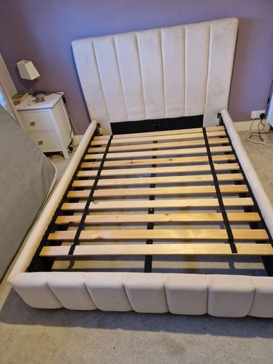 Cream Upholstered Double Bed Frame
