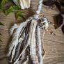 Dreadwraps / Hairwraps Fantasy White Grey Hairwrap Dreadwrap with a Pyrography Bead Antler and Trinkets Cosplay Image 2